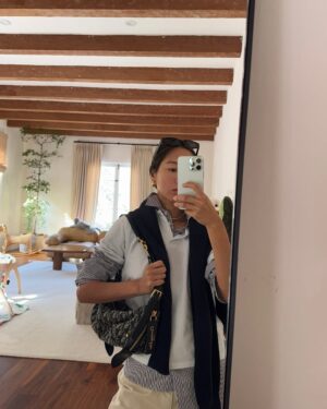 Aimee Song Instagram - I can’t believe February is over already! Did the most during the shortest month! So many exciting things happening in March!!!!!! 🥰❤️

1. 6 months with Milo
2. 6. & 7. Did salmon sperm facial spaced 4 weeks apart at @contrapposto, the most beautiful clinic ever
3. Teo and I in matching pink socks 
4. This @dior bag 😍
5. After our 6 month check up with Milo
7. Cy Twombly aka Cy Teombly hard at work
8. & 9. Sneak peek of my @luluandgeorgia pieces launching in March! OMG!
10. Last ones to leave a party
11. After tennis with @sunset_tennisclub 
12. New @amiyaco shirts launching in March, made in Italy
13. @amiyaco sweater and scarf, back in stock 
14. Favorite @chanelofficial loafers also comes in a sling back 
16. Celebrating Teo’s bday