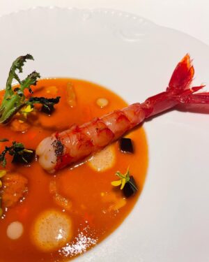 Aiste Miseviciute Instagram - Highlights from the 3 Michelin starred Plenitude @plenitude.paris by @arnauddonckele, a special mention to the wine choices of the very talented head sommelier @emmanuelcadieu. 

- Langoustine with squash and rosemary with sabayon.
- Gambero rosso and broccoletti with gambero, bergamot, Thai basil and yuzu bisque.
- Sauces are a pivotal aspect in Arnaud Donckele's cuisine and this simple yet stellar vegetable dish "Vegetable garden plot" was the best example.
- Sardine with marigold
- Scallop with fennel and caviar
- Pot au-feu, served in the kitchen by chef
- Veal sweetbread with salsify, nasturtium with "fond de veau" and myoga sauce.
- Quince with vanilla and chantilly