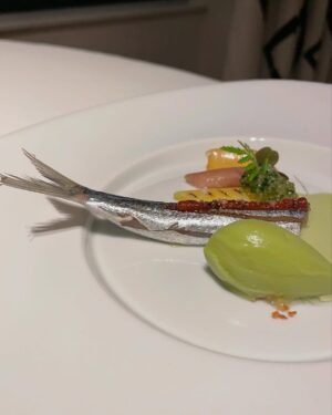 Aiste Miseviciute Instagram - Highlights from the 3 Michelin starred Plenitude @plenitude.paris by @arnauddonckele, a special mention to the wine choices of the very talented head sommelier @emmanuelcadieu. 

- Langoustine with squash and rosemary with sabayon.
- Gambero rosso and broccoletti with gambero, bergamot, Thai basil and yuzu bisque.
- Sauces are a pivotal aspect in Arnaud Donckele's cuisine and this simple yet stellar vegetable dish "Vegetable garden plot" was the best example.
- Sardine with marigold
- Scallop with fennel and caviar
- Pot au-feu, served in the kitchen by chef
- Veal sweetbread with salsify, nasturtium with "fond de veau" and myoga sauce.
- Quince with vanilla and chantilly