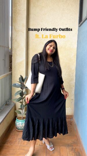 Akshya Digital Diaries Instagram - This stunning black dress ft. @la_furbo 🪷
.
#reelsinstagram #pregnant #pregnancy #preggo #preggobelly #preggobelly #preggy #outfits #bump #bumpfashion #bumpfriendlydress #bumpstyle #pregnancyfashion #pregnancyfit