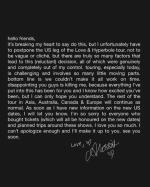 Alessia Cara Instagram - I cried about it then patched it up with ice cream. I’m so so so sorry, my US friends 💔 I’ll make it up to you, I promise!!!! thank you. I love you.