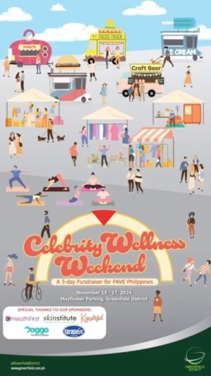 Alice Dixson Instagram - 👋 1 day to go till our Celebrity Wellness Weekend
happening November 15-17, 2024, from 4 PM to 12 AM at the Food Truck Fest in Mayflower Parking, Greenfield District, Mandaluyong City.

You’ll have the chance to meet your favorite celebrities, take part in fitness, self-defense, and yoga classes, do your holiday shopping, enjoy pet-friendly activities, visit an art exhibit, savor delicious food, and enjoy live entertainment.

Bring your family and friends for a weekend filled with positive vibes, wellness, and the spirit of giving. 
• JOIN US!!! 😊
@pavephilippines @greenfielddistrictretail 
@clout.ph

#CelebrityWellnessWeekend #GreenfieldxPAVE #MentalHealthAwareness #EndRapeCulture