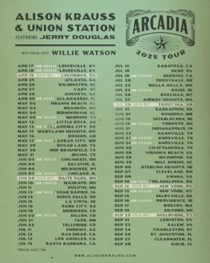 Alison Krauss Instagram - Tickets are selling fast for the ARCADIA 2025 Tour. Come see Alison Krauss & Union Station featuring Jerry Douglas in a city near you. Tickets are on sale now at AlisonKrauss.com