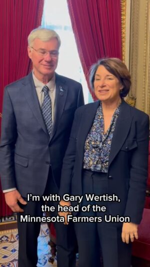 Amy Klobuchar Instagram - Honored to have Minnesota Farmers Union President Gary Wertish join me at the Capitol for the President's Joint Address to Congress. He understands the challenges faced by farmers across the country and how damaging the President’s tariffs are going to be.