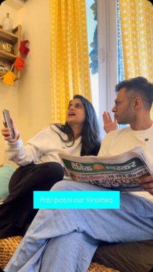 Ankita Sahigal Instagram - Kalesh ka champion kaun?
.
.
.
#icc #championstrophy #funnyreels #husbandwife #cricket #virushka #viratkohli