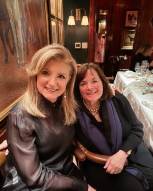 Arianna Huffington Instagram - So loved dinner with @inagarten last night — and highly recommend her beautiful memoir “Be Ready When the Luck Happens.” Also grateful to her for donating recipes to our free Thrive Global Cookbook, which shows that cooking at home can be easy, affordable and delicious.