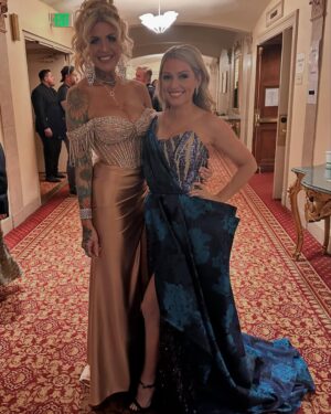 Britney Haynes Instagram - Reunited for one last night of ⚔️ Want to shout out @valentine.bridal again for making my gorgeous dress, @hairbylindseyjessogne for my hair upgrade, and makeup by @britney_haynes wait I can tag myself???