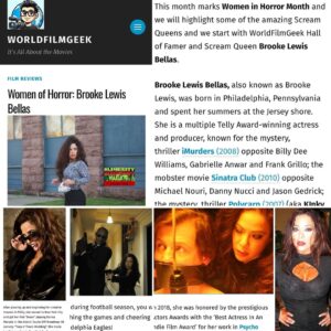 Brooke Lewis Bellas Instagram - WORLDFILMGEEK WOMEN IN HORROR MONTH TRIBUTE TO SCREAM QUEEN BROOKE LEWIS BELLAS
Happy Women In Horror Month!💔 #wihm #womeninhorror #womeninhorrormonth🩸 It is with sincere honor and gratitude that I share this post, as life and the Universe are truly fascinating when it brings us wonderful things, during the challenging times🙌 First, I want to give a huge heartfelt thank you to @worldfilmgeekio #worldfilmgeek Albert and the team for this incredible tribute, acknowledgement, and blessing🙏 Thank you, deeply, for reminding me that through my breaks, hiatus, and health challenges, nothing can take away my career history and hard work🙏🎭🎥📺 I hope this resonates with some of you who will read this, as we all go through trying times and transitions, but that does not mean we are forgotten or valued any less for our accomplishments🙌 As I continue down my chronic health journey, it is a gift like this that reminds me how blessed I really am🙌 We all are, but we need to take the time to see and feel it🙏 This proud #screamqueen is feeling it today🙏💔 Next, I want to acknowledge all the talented #screamqueens in #horrorfilm #horrortv and the #horrorgenre who I grew up watching, who inspired me, with whom I have worked, and who have helped to elevate #horrormovies in every way👑 Thank you to all the #horrorcommunity creatives who have hired me as an #actress or partnered with me as a #producer over many years and, most importantly, for believing in me🙏🎭 Thank you to the #horrorfans #horrorfansworldwide #horrorfansofinstagram for your “undying” love and support, as I would not be on this tribute list without you🙏❤️ Head over to worldfilmgeek.com to read this beautiful tribute❤️👑 Photos posted: @officialgregorylamberson #slimecitymassacre 🎥 #msvampy 📺 @robbiebryanfilm #imurders with veteran great who we so sadly lost @tonytoddofficial 💔🎥 @georgelekovic #kinkykillers with #icon @mikekevinpare 🎥 @vh1 #screamqueens 📺 #happywomeninhorrormonth 💔👑🎊 With gratitude, #brookelewisbellas 💋