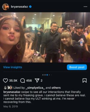 Bryana Salaz Instagram - someone tell 2019 bry she’ll be celebrating Lisa’s solo release w her in 2025
