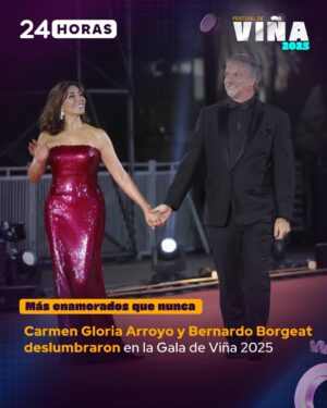 Carmen Gloria Arroyo Instagram - 😍 ¡Los mejores! 

Carmen Gloria Arroyo y Bernardo Borgeat eran, sin duda, una de las parejas más esperadas de la Gala del Festival de Viña 2025 y durante su desfile por la alfombra roja lo dieron todo y se mostraron más enamorados que nunca.

Nuestra querida conductora de "Carmen Gloria a tu servicio" deslumbró con un vestido de lentejuelas ceñido al cuerpo en tono burdeo, mientras que el empresario argentino vestió un tradicional traje negro.