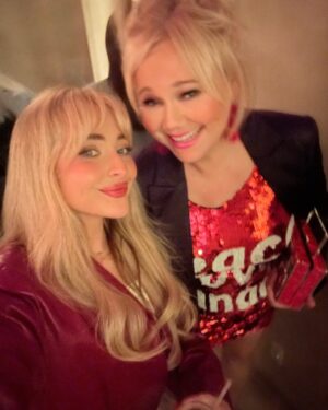 Caroline Rhea Instagram - I love this generation of singers. I love that they watched Sabrina and  now we watch this Sabrina. She was so sweet and showed me the good angle. #tbt #sabrinacarpenter #witchmeetsworld #fyp #tgif #90s