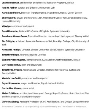 Carrie Mae Weems Instagram - Coming up next Friday, March 21 in NYC at the MoMA

MONUMENTAL CONCERNS: a convening which brings together an array of artists, poets, scholars, activists, and theorists to explore the rocky terrain of contested sites of memory and monuments.

Free to register, RSVP - see story for link