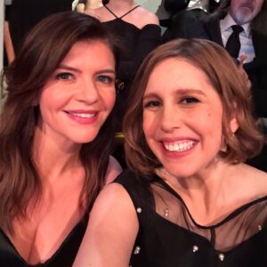 Casey Wilson Instagram - It was a magical weekend getting to celebrate 50 years of SNL. Seeing the sheer level of talent in that room, from cast members past and present to the writers, musicians and hosts was overwhelming. I remember so clearly the very first sketch I ever saw, @cheri_oteri and Will doing The Cheerleaders. I couldn’t believe how funny they were and from then on I couldn’t stop thinking, how do I get there?! It’s surreal to have gotten there and instead of feeling disappointed in myself for the short time it was, last night I felt honored and proud to have gotten there at all. Congrats to everyone and thank you, Lorne. 

@sarahnearisstyle 
@robertsesnek 
@eddyscudo 

#snl50