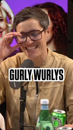 Catherine Bohart Instagram - Flying the flag for Gurly Wurlys everywhere 🍾 #trustyhogs #comedypodcast #podcastclips #prosecco #lambrini #lgbt #reels