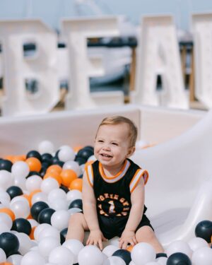 Chloe Bridges Instagram - Our boy is one! The joy he’s brought us this past year is immeasurable. Thank you to everyone who helped us make his first birthday so special 🥹 

Photos @sperlingphotoco
Cake @simplysweeetcakes 
Ball pit @whatsbouncing
Cookies @thecookiehaven
Balloons/backdrop @balloon_candy_by_lisa
Marquee letters @glorentalshb
Signage @tallantdesignco