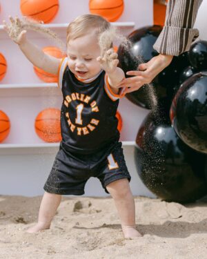 Chloe Bridges Instagram - Our boy is one! The joy he’s brought us this past year is immeasurable. Thank you to everyone who helped us make his first birthday so special 🥹 

Photos @sperlingphotoco
Cake @simplysweeetcakes 
Ball pit @whatsbouncing
Cookies @thecookiehaven
Balloons/backdrop @balloon_candy_by_lisa
Marquee letters @glorentalshb
Signage @tallantdesignco