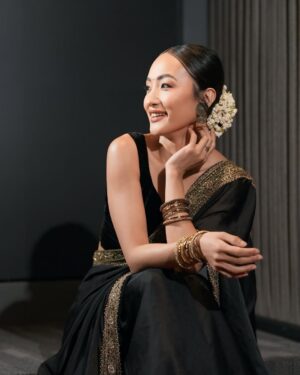 Chum Darang Instagram - Bobby Doll in Saree 🖤
For @ndtvmarathi entertainment awards.
.
.
.

Outfit: @kreationby.kj 
Hair & make up 💄: @beautyeshhh 
📸 : @dipeshpatel_photography