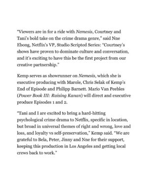 Courtney Kemp Agboh Instagram - Y’all been asking me what I’ve been doing all this time…. I’m so excited to bring this series Nemesis to you.