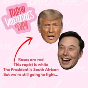 Cristela Alonzo Instagram - Made this for Trump and F(Elon). It’s weird the White House would post a Valentine’s Day about deporting undocumented people when our President Musk was an undocumented immigrant when he got here but he’s white so I guess that makes him a good one. 🤷🏻‍♀️