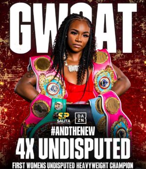 Crystal The Doll Instagram - Last night was legendary! ⚡️ Denzell and I had the honor of watching @claressashields make HISTORY once again! 🏆🥊 She became the first boxer—male or female—to achieve undisputed status in three different divisions in the four-belt era (heavyweight, middleweight, light-middleweight). The GWOAT did what the GWOAT does! 🐐🔥 Flint’s finest, and we couldn’t be prouder! 💪🏽 #HistoryMade #GWOAT #FlintStrong #Undisputed #ChampTalk