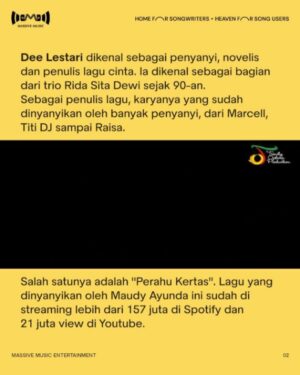 Dewi Lestari Instagram - Songwriter kedua yang akan kita spill adalah Dee Lestari. Penulis lagu, novelis juga penyanyi ini adalah sosok di balik lagu-lagu cinta hits yang dinyanyikan banyak penyanyi tanah air ✍️🎶♥️

Geser kiri untuk baca kisahnya 👈

#KenalLebihDekat #DeeLestari #penulislagu #SongwriterIndonesia