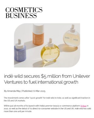 Diipa Khosla Instagram - I can’t believe I can finally, officially, say this...indē wild just secured $5M in funding. Someone. Pinch. Me. 🤯

Three years ago, we started with one vision: to build a global Indian brand that felt just as at home in Mumbai as in New York or London. Today, with a $5M seed extension led by Unilever Ventures, we’re gearing up for our biggest milestone yet - expanding our @sephora partnership and launching in the US next year! 🇺🇸

In early conversations with investors, we were told we were “too niche” or “too small.” But thanks to you, we proved them wrong 💪🏼

In just 3 years since launch, our key wins include :
📈400% YOY growth in India, 500% global retail growth YOY
📈1 unit sold every minute in 2024 
📈Fastest-growing premium hair & skin brand on Nykaa & Tira
📈 #1 selling new brand at launch in Sephora UK Manchester 
📈 #1 Hair oil on Nykaa & Tira
📈 Top 5 in Lip category on Nykaa & Tira

This funding is more than financial backing - it’s a vote of confidence in what we’re building and who we’re building it for 🚀

To our investors, our community, and our team - THANK YOU. This is just the beginning for us creating a category defining brand. The world is ready for India.