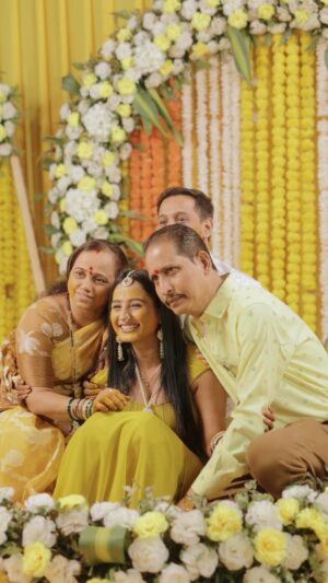 Divya Pugaonkar Instagram - 💛💛💛
.
Shot by @stillphotography.in ✨
Beautiful Floral Jewellery by @swatiwaghcreation ✨
Styled by my favourite @shalmalee_t ✨
Wedding Management - @n.i.d.s_ 
Socials & PR- @wechitramedia 
.
.
.
#DivyAkshay #FromFacebookToPheras #DivyaAkshay #Haladi