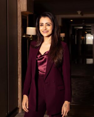 Eka Lakhani Instagram - Trish 🍷

Wearing custom suit by @blackshades_bespoke 
Top by @soul__spectrum 
Jewelry @mykreshya 

Styled by @ekalakhani @malinikarthikeyan @harshene.ravichandar 
Make Up @uspawar3 
Hair by @rohini_hairstylist 
Photographed by @lakshmiijagan 
Talent Management @southbay.talent @prashanthpotluri @akshitha.subramanian 
 
#Trisha #TrishaKrishnan #FICCI #ThugLife #StyledByEka @ficci_india @meta