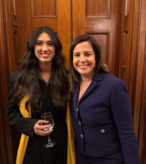 Elise Stefanik Instagram - Last night, I had a powerful conversation with rescued Israeli hostage @noargamani who was brutally kidnapped and taken hostage by Hamas on October 7th. 

Noa has bravely shared her story with the world and at the UN. I was so honored to see her last night at President Trump’s Joint Congressional Address. I thanked her for her tremendous advocacy for hostages still brutally held by Hamas in Gaza. 

I was proud to wear Noa’s necklace on the House floor as a reminder to the world of the importance of bringing the hostages home. President Trump and his entire Administration are committed to bringing ALL the hostages home 🙏 🇺🇸 🇮🇱