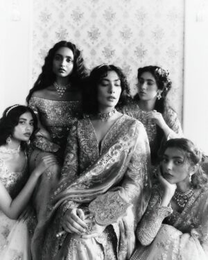 Eman Suleman Instagram - Despite all the healing, my disc slipped once again the night before this shoot, due to my own negligence. But when @kamiarrokni calls, only a fool would say no. 
I’m glad I persevered through the pain and brought this vision to life with an exceptional team. 

@thehouseofkamiarrokni, Soft Era.
Photographed by @snaqvi 
Styled by @meheksaeed 
Art direction by @moiz_tirmizi 
Hair and makeup by @sunil_mua 

Featuring dreamy beautiful birdies 
@richincolourandlife 
@noor_rashidd 
@dejaylazawal 
@sawerarajpootofficial