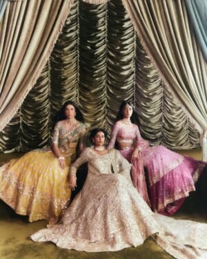 Eman Suleman Instagram - Despite all the healing, my disc slipped once again the night before this shoot, due to my own negligence. But when @kamiarrokni calls, only a fool would say no. 
I’m glad I persevered through the pain and brought this vision to life with an exceptional team. 

@thehouseofkamiarrokni, Soft Era.
Photographed by @snaqvi 
Styled by @meheksaeed 
Art direction by @moiz_tirmizi 
Hair and makeup by @sunil_mua 

Featuring dreamy beautiful birdies 
@richincolourandlife 
@noor_rashidd 
@dejaylazawal 
@sawerarajpootofficial