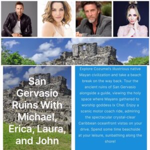 Erica Durance Instagram - Cruiseville is sailing June 15-22, 2025! Excursions are available now!
 @cruiseville_official Book @cruiseville.com

After leaving from Orlando on Sunday, June 15th, the first stop will be at Coco Cay in the Bahamas on Monday, June 16th where two excursion opportunities are available that I will be participating in, the full cast Cabana hang out and a solo one (other fans will be there too). 
On, Wednesday, June 18th, the Bacalar Lagoon Swim and lunch in Puerto Costa Maya with me, Tom Welling, John Glover, and Adrianne Palicki.

On Thursday, June 19th, the Xocolati Chocolate Experience in Roatan, Honduras with me!

On Friday, June 20th, the San Gervasio Ruins and beach break in Cozumel Mexico with me, Michael Rosenbaum, Laura Vandervoort, and John Glover.

Go on vacation with the cast of Smallville! Book your tickets at 
•
•
•
#loislane #ericadurance #Smallville #tomwelling #clarkkent #superman #loisandclark #clarkandlois #Clois #cruiseville #michaelrosenbaum #lexluthor #lionelluthor #johnglover #lauravandervoort #karakent #supergirl #perfectdayatcococay #puertocostamaya #roatanhonduras #cozumelmexico