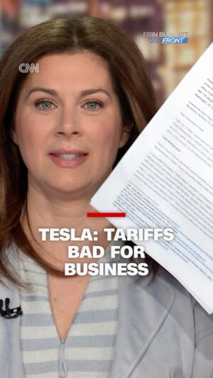 Erin Burnett Instagram - Erin Burnett on the letter Tesla sent to Trump’s administration warning about the fallout from tariffs. #cnn #news #trump #whitehouse #tariffs #tesla #elonmusk