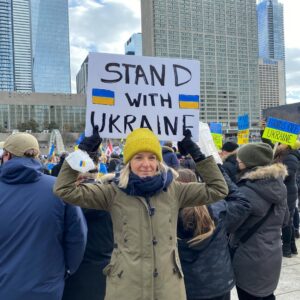 Ever Carradine Instagram - I stand with Ukraine. 

*this photo was taken 2/27/22 in Toronto