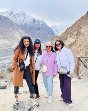 Faiza Saleem Instagram - Day 3 in Hunza 

1. Started the day with shaming Saman for running late for the first time in history. 
2. Drove to Nagar Valley from Luxus where Saba promised we’d get daal chawal and trout fish for lunch. We didn’t. 
3. Instead, we enjoyed the beginning of Autumn at Hoper Glacier which is a gorgeous, moving glacier in Hoper Valley. 
4. Then we went to Karimabad for last minute shopping and a delicious lunch @pizzapamir1 followed by pancakes and chai @cafedehunza.
5. Next stop was Attabad Lake for water activities . Only did a boat ride as Myra is petrified of water and Saba Saman also cancelled their delulu plan  of jumping in the freezing cold water. 
6. All of this took a toll on our delicate bodies so we got the best massage ever at @luxushunza. Honestly, just check out the view.
7. The night ended with bonfire by the water at our hotel. We also had trout fish and did a C grade bday party for Myra and I as this trip to Hunza was for our birthdays. Happy birthday to us. 

#faizasaleem #hunza #girlsonholiday #birthdaytrip #travel #explorepakistan #nature #attabad #laramibad #hoperglacier #nagarvalley