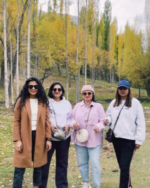 Faiza Saleem Instagram - Day 3 in Hunza 

1. Started the day with shaming Saman for running late for the first time in history. 
2. Drove to Nagar Valley from Luxus where Saba promised we’d get daal chawal and trout fish for lunch. We didn’t. 
3. Instead, we enjoyed the beginning of Autumn at Hoper Glacier which is a gorgeous, moving glacier in Hoper Valley. 
4. Then we went to Karimabad for last minute shopping and a delicious lunch @pizzapamir1 followed by pancakes and chai @cafedehunza.
5. Next stop was Attabad Lake for water activities . Only did a boat ride as Myra is petrified of water and Saba Saman also cancelled their delulu plan  of jumping in the freezing cold water. 
6. All of this took a toll on our delicate bodies so we got the best massage ever at @luxushunza. Honestly, just check out the view.
7. The night ended with bonfire by the water at our hotel. We also had trout fish and did a C grade bday party for Myra and I as this trip to Hunza was for our birthdays. Happy birthday to us. 

#faizasaleem #hunza #girlsonholiday #birthdaytrip #travel #explorepakistan #nature #attabad #laramibad #hoperglacier #nagarvalley