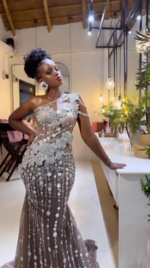 Flavia Tumusiime Instagram - Happy Birthday to the super gorgeous @mizzflav 🤍✨
She was a dream in this @berylqouture gown! 
Glam by me.🤗
Hair by @josehairstylistug 
.
#Mua #Glam