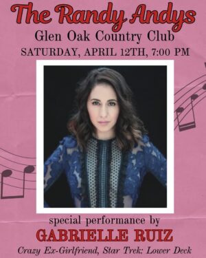Gabrielle Ruiz Instagram - Get ready, Northeast Pennsylvania—the Randy Andys are cooking up a show like no other! We are thrilled to welcome a very special guest star at the Glen Oak Country Club: ⭐️GABRIELLE RUIZ⭐️

Gabrielle Ruiz is an American actress, philanthropist, educator, activist and champion for the arts, AND she is the Randy Andys’ incredible producer! She is known for iconic roles like Valencia Perez on Crazy Ex-Girlfriend and T’Lyn on Star Trek: Lower Decks. Broadway fans will also recognize her from If/Then with Idina Menzel, Evita with Ricky Martin, In The Heights with Lin-Manuel Miranda, and the 1st National Tour of A Chorus Line, as Diana Morales.

With an extensive Broadway, Voice Over and Television/Film career, she also produces live concerts, showcases, premieres and podcasts. Gabrielle has addressed Members of Congress in support of Arts Education Week, has been the keynote speaker for the Human Rights Campaign San Diego Gala, and continues to mentor and career coach all around the United States.

We are so lucky to have Gabrielle on the Randy Andys team, and you won’t want to miss her iconic performance on April 12th at Glen Oak Country Club! Ticket link in our bio 💋