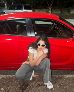 Geraldine Viswanathan Instagram - you’re cordially invited round up!! iconic summer includes: celebrating my 27th birthday w the squad   Will Ferrell doing a perfect bit, driving a red dodge charger around atlanta and pink love heart french tip nails 💘 ty for watching!