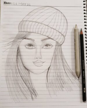 Hina Javed Instagram - First ever attempt to draw a portrait. It's not perfect but liked the end result #lockdown2021 #artsy #portrait #hinajaved