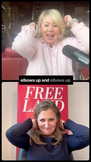 Jann Arden Instagram - This isn’t about which political party you support;  it’s about coming together for our country. So, strap in, get your elbows up, and enjoy a great conversation with none other than @chrystiafreeland 🇨🇦🍁

#jannarden #jannardenpodcast #chrystiafreeland #canada #ohcanada #elbowsup #canadian #canadianpride #canadianpodcast @freelandhq