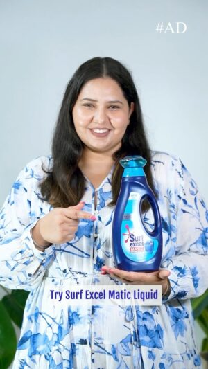 Jasmine Sidhu Instagram - Looking for a liquid detergent for your semi automatic machines? 

Well, now say goodbye to tough stains with @surfexcelindia Matic Liquid that is now specially formulated for semi-automatic machines! Remove tough dried stains in the machine itself! 🧺

Get yours online or at your nearest grocery store!

#ad #collab #surfexcelmaticliquid #surfexcelindia #onlineoffers #semiautomaticwashingmachine #laundryday #spotlessclean

(online, laundry, Amazon, homecare, stains, laundry, Amazon kitchen, machine wash, washing machine advice, Amazon kitchen, Amazon findings, online offers, discounts, surf Excel India)
