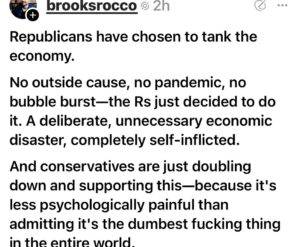 Jen Gunter Instagram - Just shaking my head. 

A trade war. 
Gutting government programs. 
Gutting research.
Threatening people who are exercising their right to protest? 

The list goes on. 

Americans, if you have not see Trudeau’s amazing press conference, you can find it on YouTube