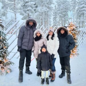 Jenna Pollard Instagram - Memories made ❤️ such a magical time on this trip 🇫🇮✨🙌🏼 @kieron.pollard55 @kaiden.pollard__ #lapland #santavillage #snowmanworld #icerestaurant #huskyride #reindeersleighride #meetingwithsanta #articcircle #northernlights #family #fun #love #thankful