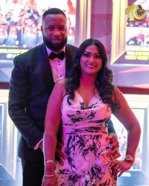 Jenna Pollard Instagram - Skipper @kieron.pollard55 and first lady @jenna_pollard, looking dapper at last night’s gala dinner, celebrating 10 Years of Knight Riders in the CPL ♥️🇹🇹

#WeAreTKR | #DecadeOfChampions