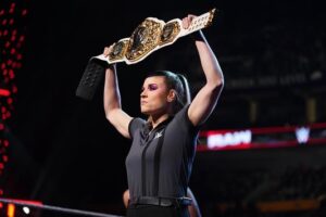 Jessika Evelyn Heiser Instagram - #RawonNetflix main event crossed off the list ✅ 

Grateful to be in the middle of the chaos last night to crown a new champion, congrats to Iyo Sky and bravo to Rhea Ripley! 🔥 

Late nights and early mornings ✈️ with gratitude and grit. 

Let’s get after a killer week. ☕️ 💪🏻