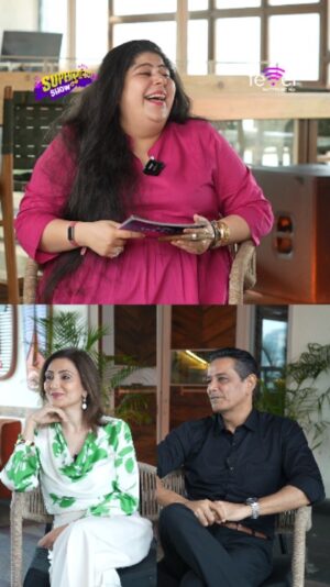 Juhi Babbar Instagram - Happy Anniversary to the couple brought together by destiny itself! ❤️🌍
@juuhithesoniibabbar @anupsoni3 
.
.
.
.
.
Location📍: @raastabombay
Watch Full Conversation Now On @feverfmofficial YT 
@stuteeghosh @juuhithesoniibabbar @anupsoni3 
#FeverFM #TheSuperwomaniyaShow #Anniversary #JuhiBabbar #AnupSoni #PowerCouple #GreenFlag #CoupleGoals