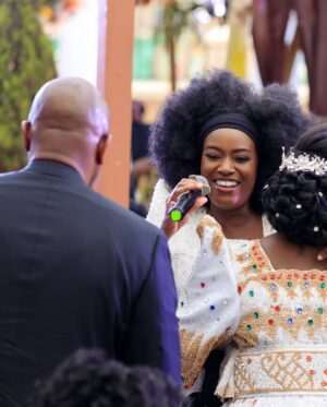 Juliana Kanyomozi Instagram - Congratulations to the lovely couple Julian and Brian ♥️💍. Blessings to you . @juleahmules 

👗 @kushonadesigns 
📸 @zakiephotography