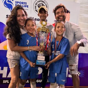 Kanchi Kaul Instagram - Blue, victorious, unforgettable—the best Sunday ever! ✨🏆💙 

SFL 2025 U9 Champions - Mumbai! ⚽️🔥

20 matches. 18 clubs. 150 of the city’s finest young footballers. But this tournament was never just about numbers—it was about the passion, the grit, the camaraderie, and the unbreakable spirit that these boys carried onto the field every single game. 💪💫

For three months, they trained, played, and gave it their all—through scorching sun, exhaustion, and the kind of hunger that doesn’t matter—— because all you want is to keep playing. When the love for the game overcomes everything else. When every sprint, every goal, every moment is shared with teammates who feel like family.

And we, on the sidelines—cheering till our voices disappeared, holding our breath through every shot, living every second of their journey with them—felt the same rush, the same  energy, the same electric joy. What a massively Super Sunday it was! 🌟💛 

 

This was Ivarr’s first major tournament, and to see him not just play, but grow, push his limits, and finally clinch that trophy—I can’t ever put into words what that felt like. The adrenaline, the pride, the tears of joy—it was ridiculously magical. 🥹💖

I couldn’t be more grateful to have witnessed it all. Counting my  blessings profusely, holding on to these memories for many lives 🌈🎈👌, and celebrating and cherishing every moment to the fullest. 🙏✨

#GratefulHeart #SFL2025Champions  #UnforgettableSunday #IvarrsBigWin #FootballFever #PureMagic #WhatATeam #JoyBeyondWords #Gadgetfreechildhood #TheadventuresofAI #Adrenalinerush #Soccermom #Ivarr 💙⚽️