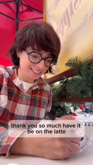Kate Micucci Instagram - I love hanging out with @melissavcomedy! We always have such a fun time together! Also thank you to our wonderful server @caelacollins! @melissavart #latte